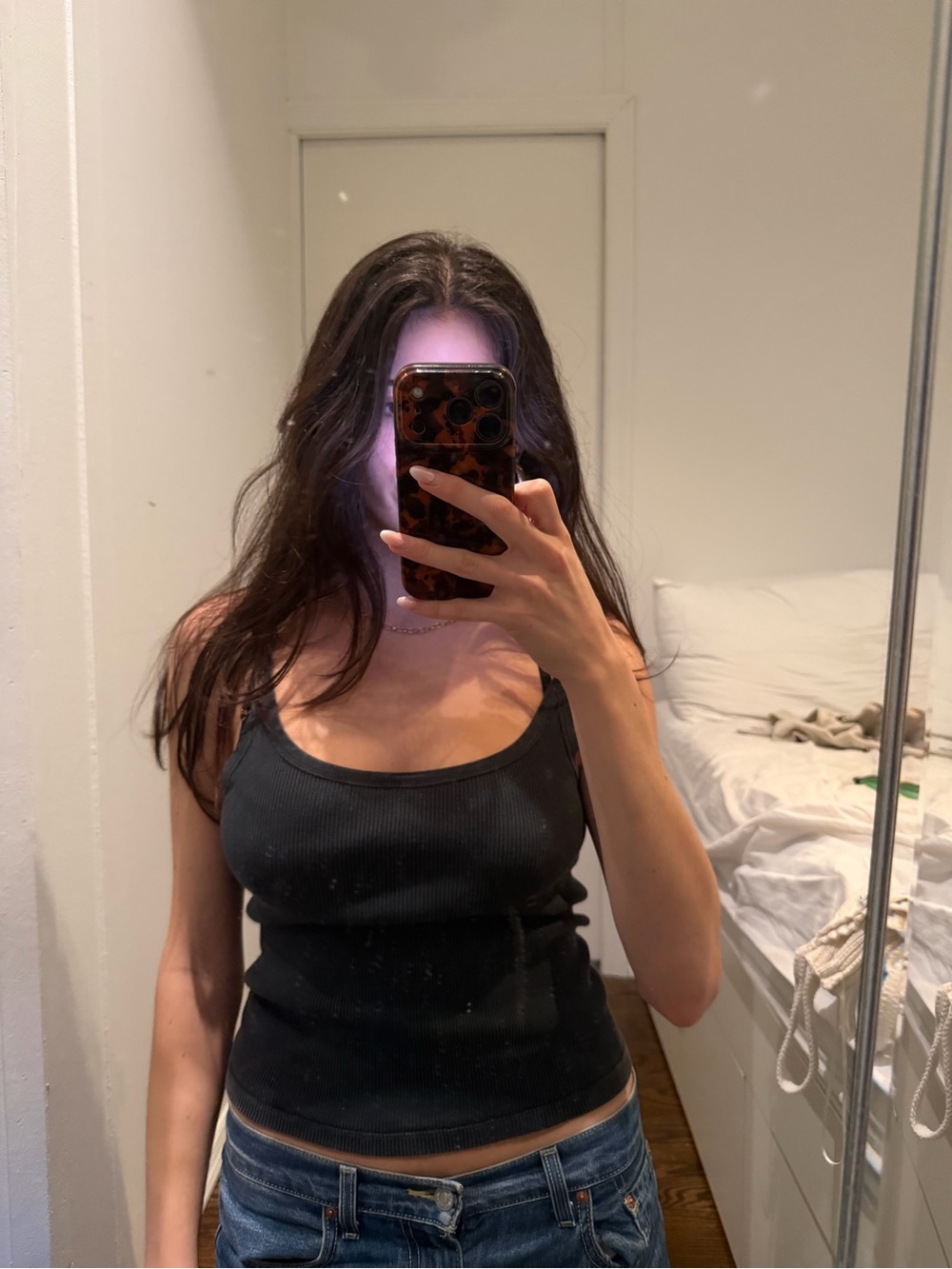 Brandy Melville Ribbed Scoop Neck Tank Top - Black